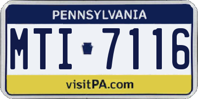 PA license plate MTI7116
