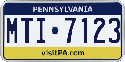 PA license plate MTI7123
