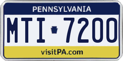 PA license plate MTI7200