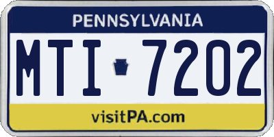 PA license plate MTI7202