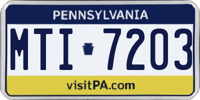 PA license plate MTI7203