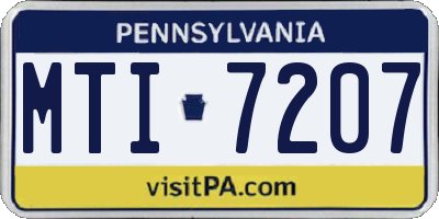 PA license plate MTI7207