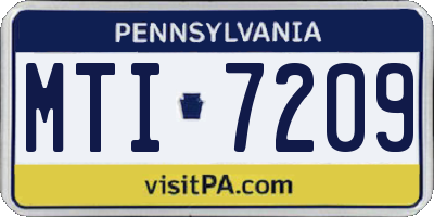 PA license plate MTI7209