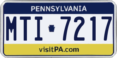 PA license plate MTI7217