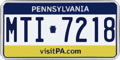 PA license plate MTI7218