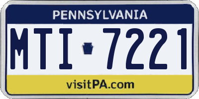 PA license plate MTI7221