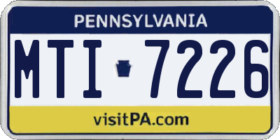 PA license plate MTI7226