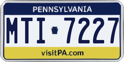 PA license plate MTI7227