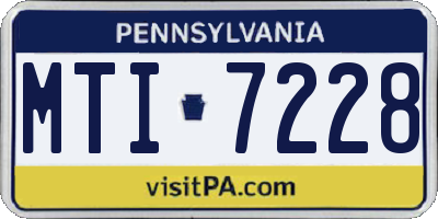 PA license plate MTI7228