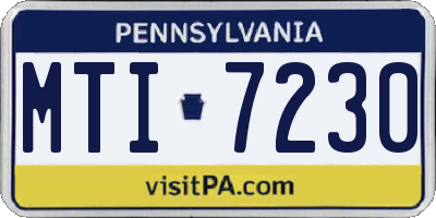 PA license plate MTI7230