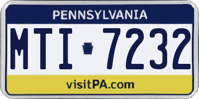 PA license plate MTI7232