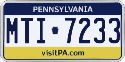 PA license plate MTI7233