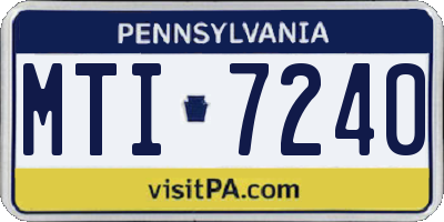PA license plate MTI7240