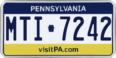 PA license plate MTI7242