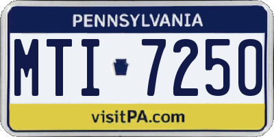 PA license plate MTI7250