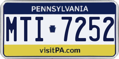 PA license plate MTI7252