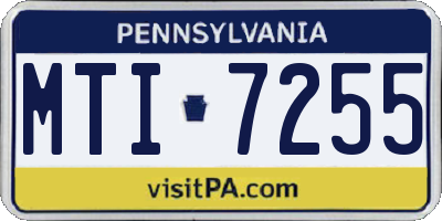 PA license plate MTI7255