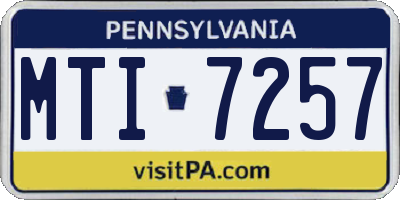 PA license plate MTI7257