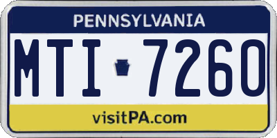 PA license plate MTI7260