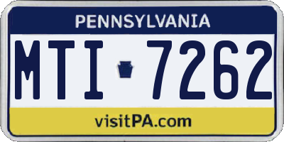 PA license plate MTI7262