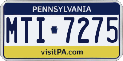 PA license plate MTI7275