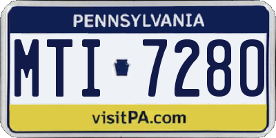 PA license plate MTI7280