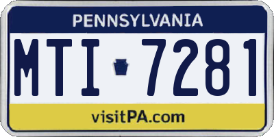 PA license plate MTI7281
