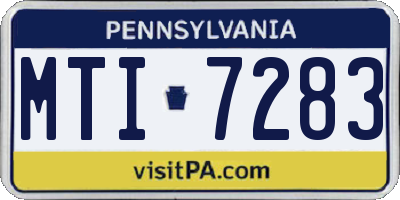 PA license plate MTI7283