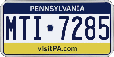 PA license plate MTI7285