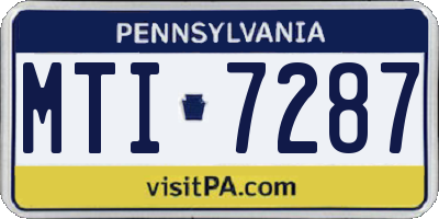 PA license plate MTI7287