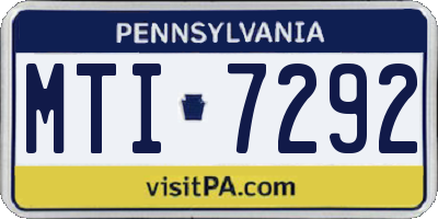 PA license plate MTI7292