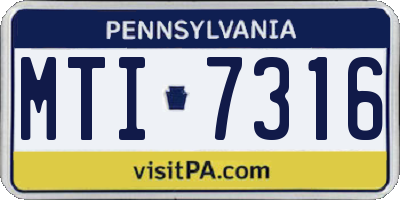 PA license plate MTI7316