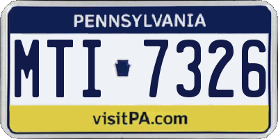 PA license plate MTI7326