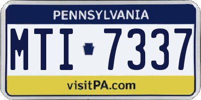 PA license plate MTI7337