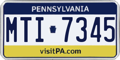 PA license plate MTI7345
