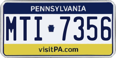 PA license plate MTI7356