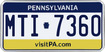 PA license plate MTI7360