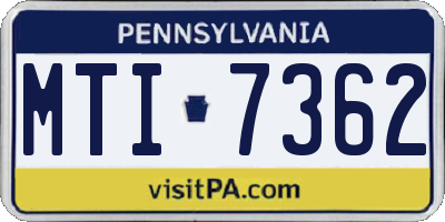 PA license plate MTI7362