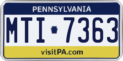 PA license plate MTI7363