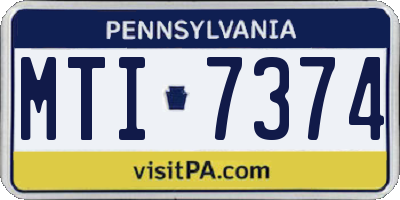 PA license plate MTI7374