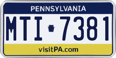 PA license plate MTI7381