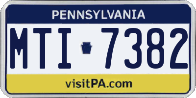 PA license plate MTI7382