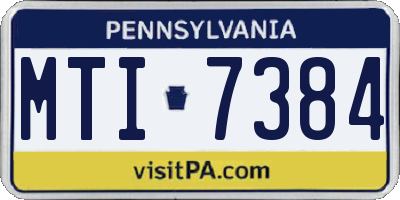 PA license plate MTI7384