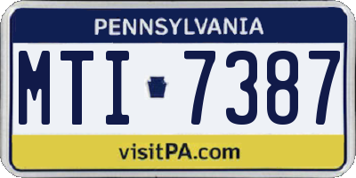 PA license plate MTI7387