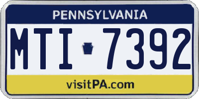 PA license plate MTI7392