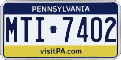 PA license plate MTI7402
