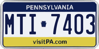 PA license plate MTI7403