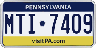 PA license plate MTI7409