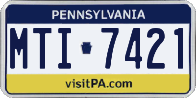 PA license plate MTI7421