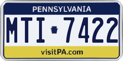 PA license plate MTI7422